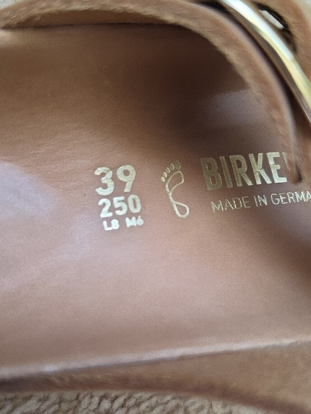 Birkenstock Brown Suede Gizeh Sandals with Gold Buckles - Picture 8 of 9